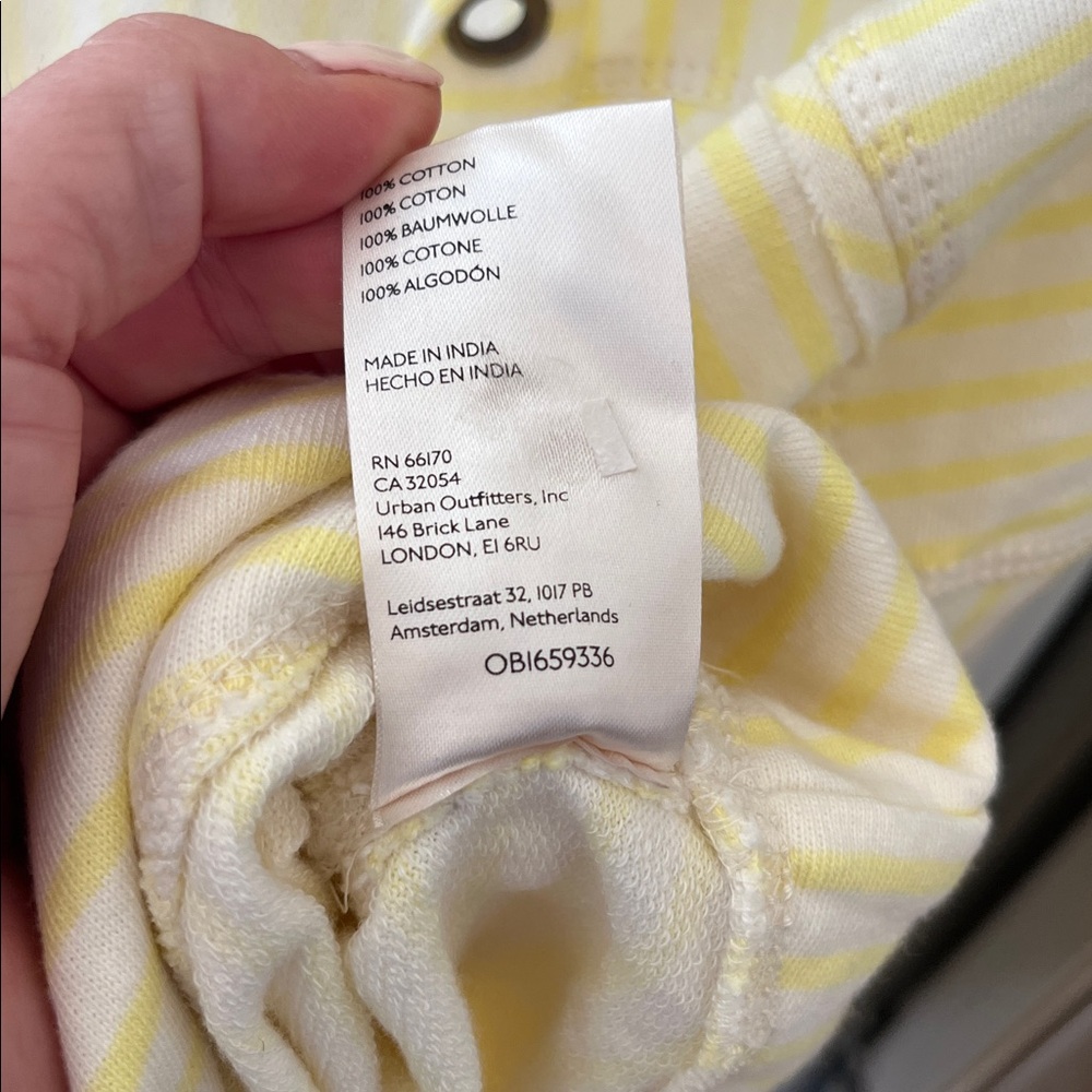 Pilcro Anthropologie yellow white stripe spliced Henley top sz xs LIKE NEW - Picture 6 of 7